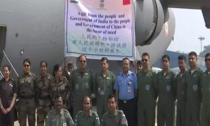 IAF flight leaves for China carrying 15 tonnes of medical supplies  - Sakshi