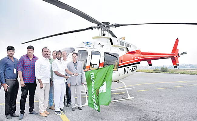 Srinivas Goud Launched Helicopter Services For Medaram Jatara - Sakshi