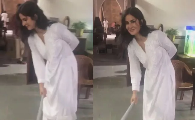 Katrina Kaif Clean Floor At Sooryavanshi Movie Set - Sakshi