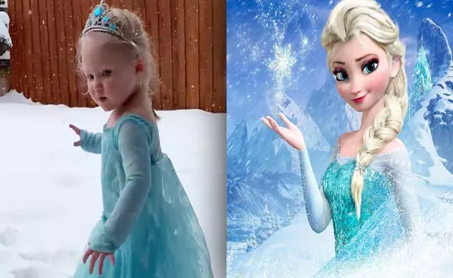 Texas 2 Year Old Girl Dress Up Like Elsa And Sing Song Video Goes Viral - Sakshi