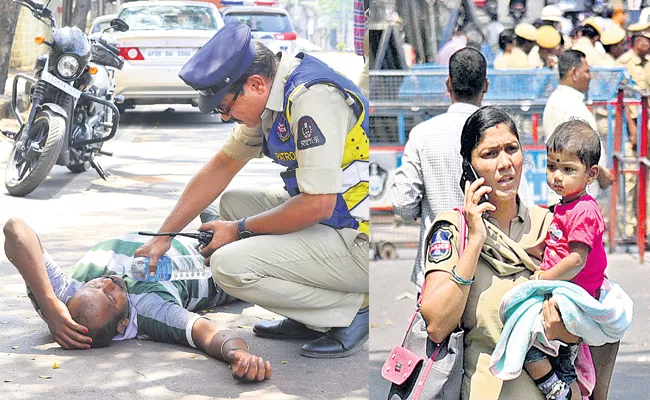 Traffic Police Humanity On Injured Person in Hyderabad - Sakshi