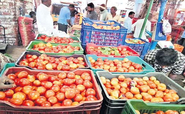 Tomato Prices Down in Vikarabad Market - Sakshi