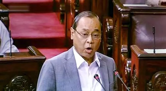 Former CJI Ranjan Gogoi during oath taking in Rajya Sabha - Sakshi