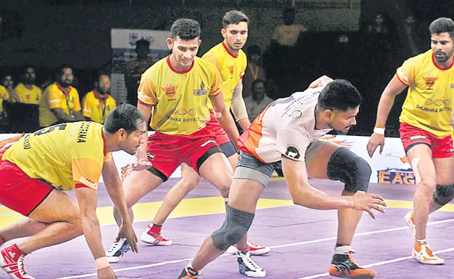 Eagles Topple Warriors With Ease In Telangana Kabaddi League - Sakshi