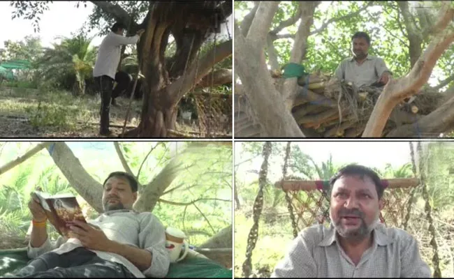 Coronavirus: Man Builds Makeshift Tree House in Uttar Pradesh - Sakshi