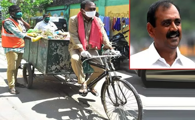 Bhumana Karunakar Reddy Drives Rikshaw in Tirupati - Sakshi