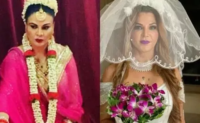 Rakhi Sawant Shares Her Wedding Photo But Crops Her Husband Pic - Sakshi