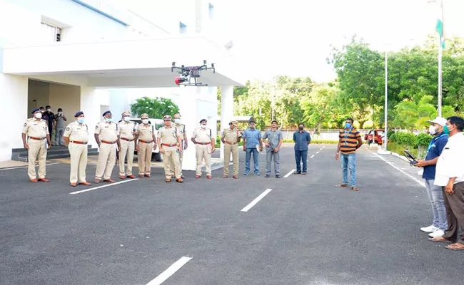 Officials Using Drones For Do Not Spread Of Coronavirus In Nellore District - Sakshi