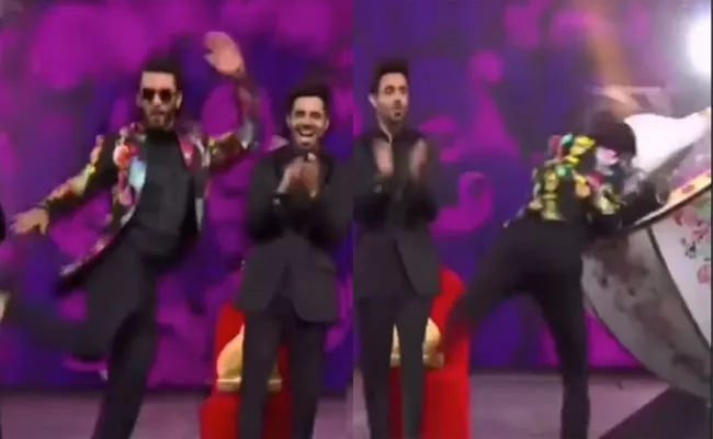 Watch Video Of Ranveer Singh Head Falls Into Dhol While Dancing - Sakshi