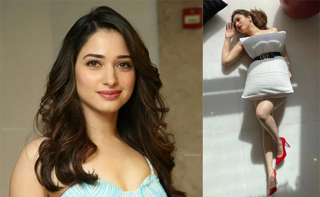 Tamannaah Bhatia Takes The Pillow challenge - Sakshi