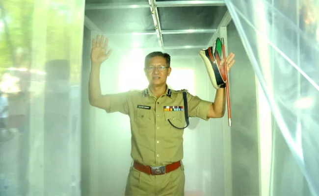 S3V Disinfectant Tunnel installed At Andhra Pradesh DGP Office - Sakshi