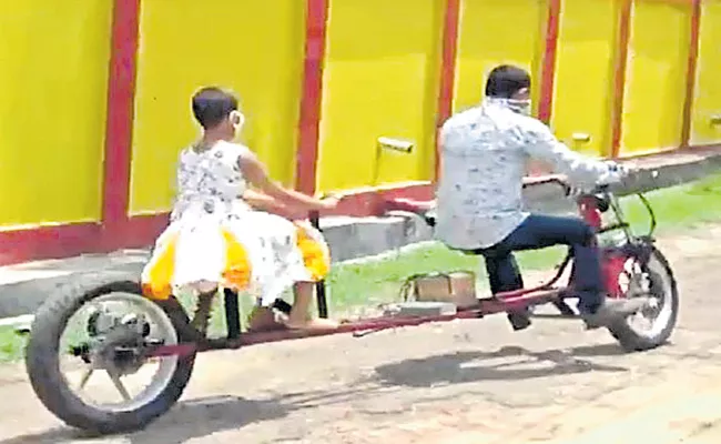 Partha Saha Made A New Bike For His Daughter At Tripura - Sakshi