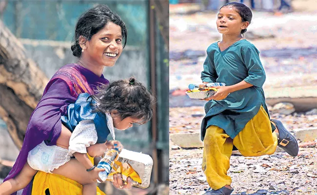 Woman Happy With Found Food in Lockdown Time Hyderabad - Sakshi