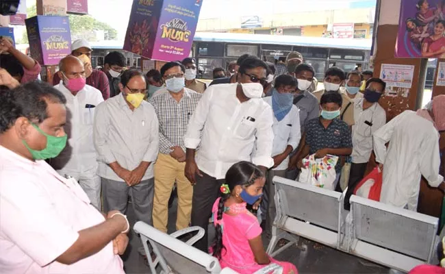 Minister Puvvada Ajay Has Checked RTC Bus Stands - Sakshi