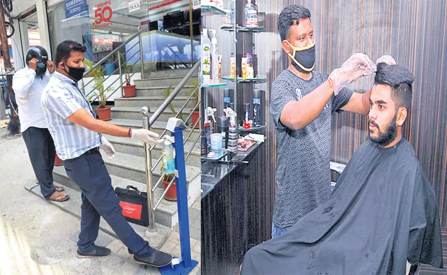 Shops And Salons Caring of Customers in Hyderabad - Sakshi