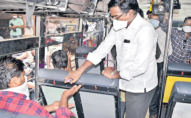 Some buses taken to the road without sanitizer - Sakshi