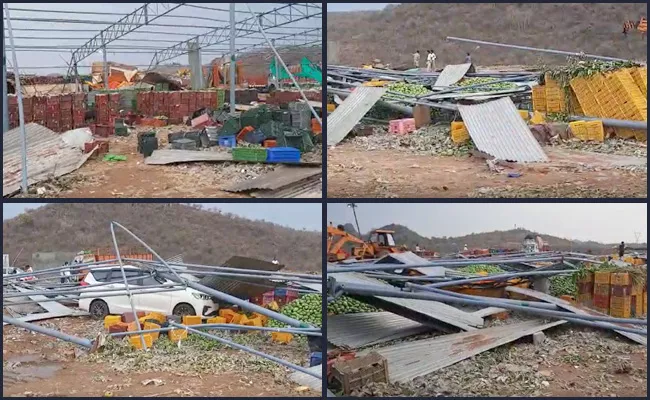 26 Injured Widespread Damage After Rains Hit Koheda Fruit Market - Sakshi