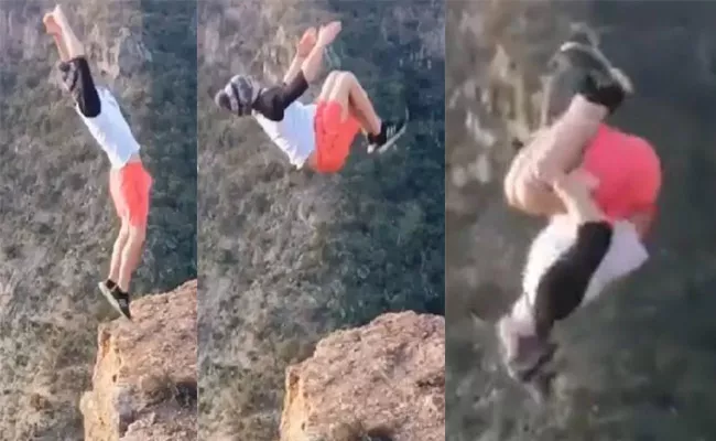 OMG: Man Does Backflip On Edge Of Cliff Video Went Viral - Sakshi