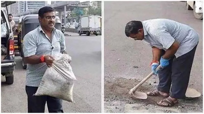 VVS Laxman Lauds Man Filling Potholes in Mumbai - Sakshi