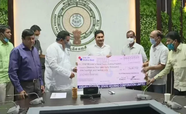 AP State Housing Corporation Employees Donation To State - Sakshi