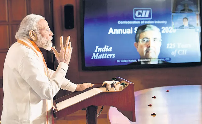 Narendra Modi Addressing Video Conference At CII Annual Conference - Sakshi