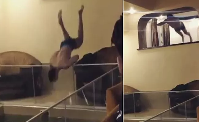 Man On His Birthday Jump Into Swimming Pool Through Glass In Moscow - Sakshi