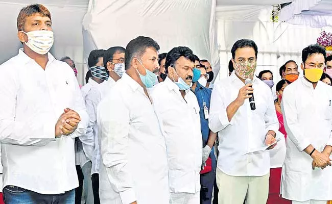 Minister KTR Laid Foundation Over New Flyovers In Hyderabad - Sakshi