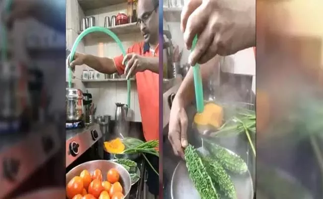 Sterilize Vegetables With Cooker Steam, Netizens Debate Stupid Or Smart - Sakshi