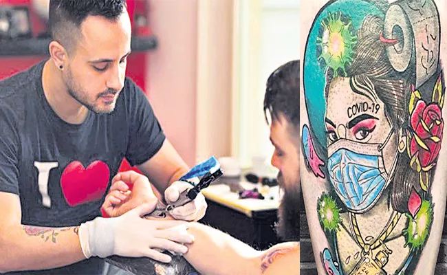 Spain Tattoo Artist Awareness With Tattoos on COVID 19 Virus - Sakshi