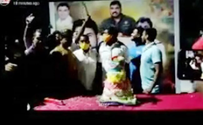 Midnight Birthday Parties on Roads Cake Cutting With Talwar - Sakshi