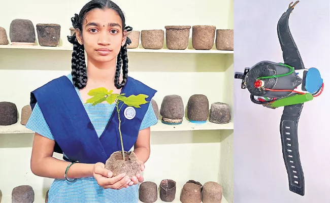 Ninth Class Student Srija Innovated COVID 19 Smart Watch - Sakshi