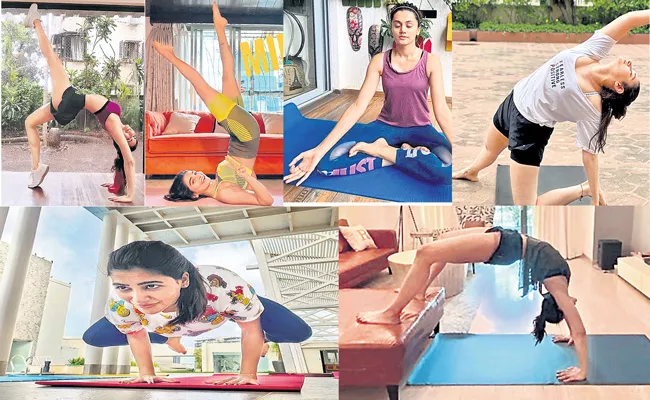 Tollywood actresses practice yoga during lockdown - Sakshi