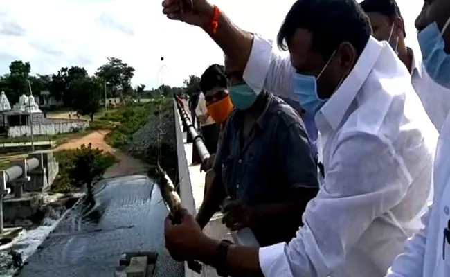 TRS MLA Ala Venkateshwar Reddy Fun Fishing At Bandarvalli Bridge - Sakshi