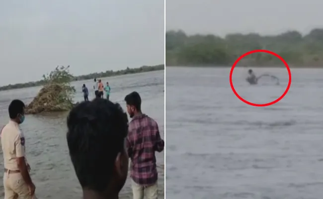 Three Men Stuck In Stream At Lower Manair In Karimnagar - Sakshi