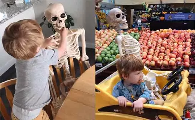 2Year Old Boy Bringing Skeleton everywhere He Goes Become Viral - Sakshi