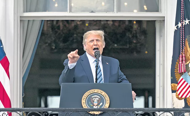 President Donald Trump speaks to supporters from White House balcony - Sakshi