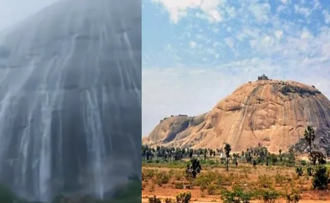 Heavy Rains Flood On Bhongir Fort - Sakshi