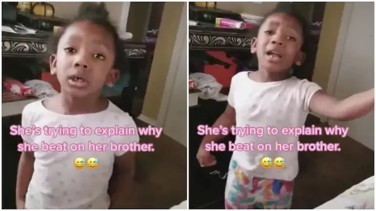 Viral Video of Little Girl Explaining Why She Hit Her Brother - Sakshi