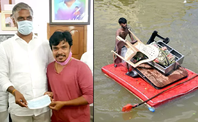 Hyderabad Rains :  Sampurnesh Babu Donates 50,000 Cheque  - Sakshi