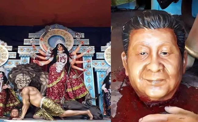 Xi Jinping As Asura In Durga Pandal At West Bengal - Sakshi