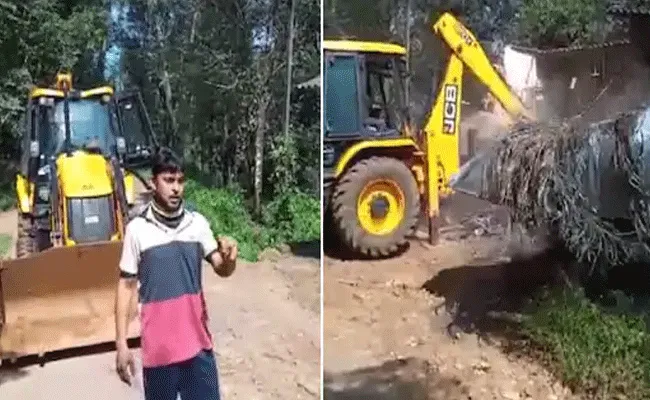 Kerala Man Demolishes Neighbour Shop With JCB Here Is Why - Sakshi