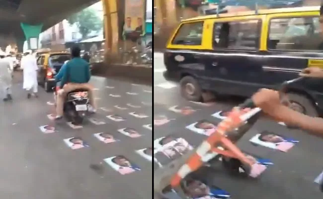 Viral French President Emmanuel Macron Posters On Mumbai Road - Sakshi