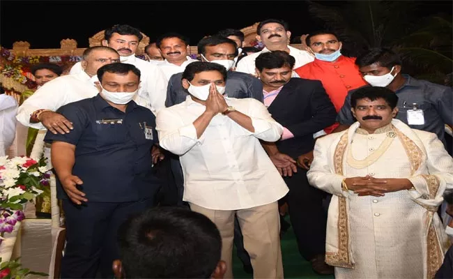 YS Jagan Attend MLA Karanam Dharmasris Daughter Wedding - Sakshi