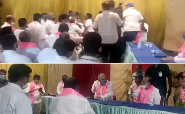 Fight Between TRS Activists MLC Graduate Election Meeting In Koti - Sakshi