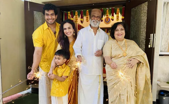 Rajinikanth Celebrates Diwali Festival With His Family Members - Sakshi