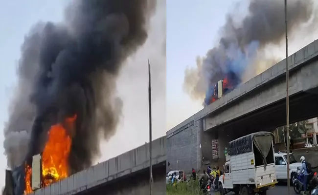 Fact Check: Video Of Truck Caught Fire Is Not In Gachibowli - Sakshi