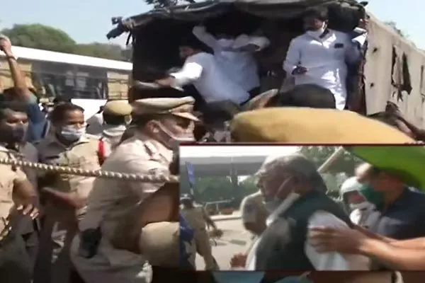 Congress Leaders Arrested at Raj Bhavan - Sakshi