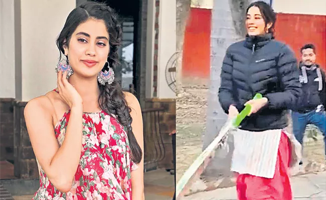 Janhvi Kapoor brushes up her cricket skills with Good Luck Jerry - Sakshi