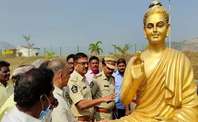 TDP Drama On Buddha Statue Vandalised In Tekkali - Sakshi