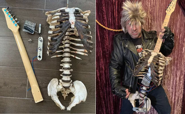 Man makes Electric Guitar From His Uncle Skeleton - Sakshi